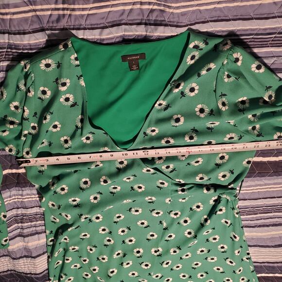 Halogen Size 1X Green Floral True Wrap Midi Dress Spring St. Patrick's - Picture 9 of 11